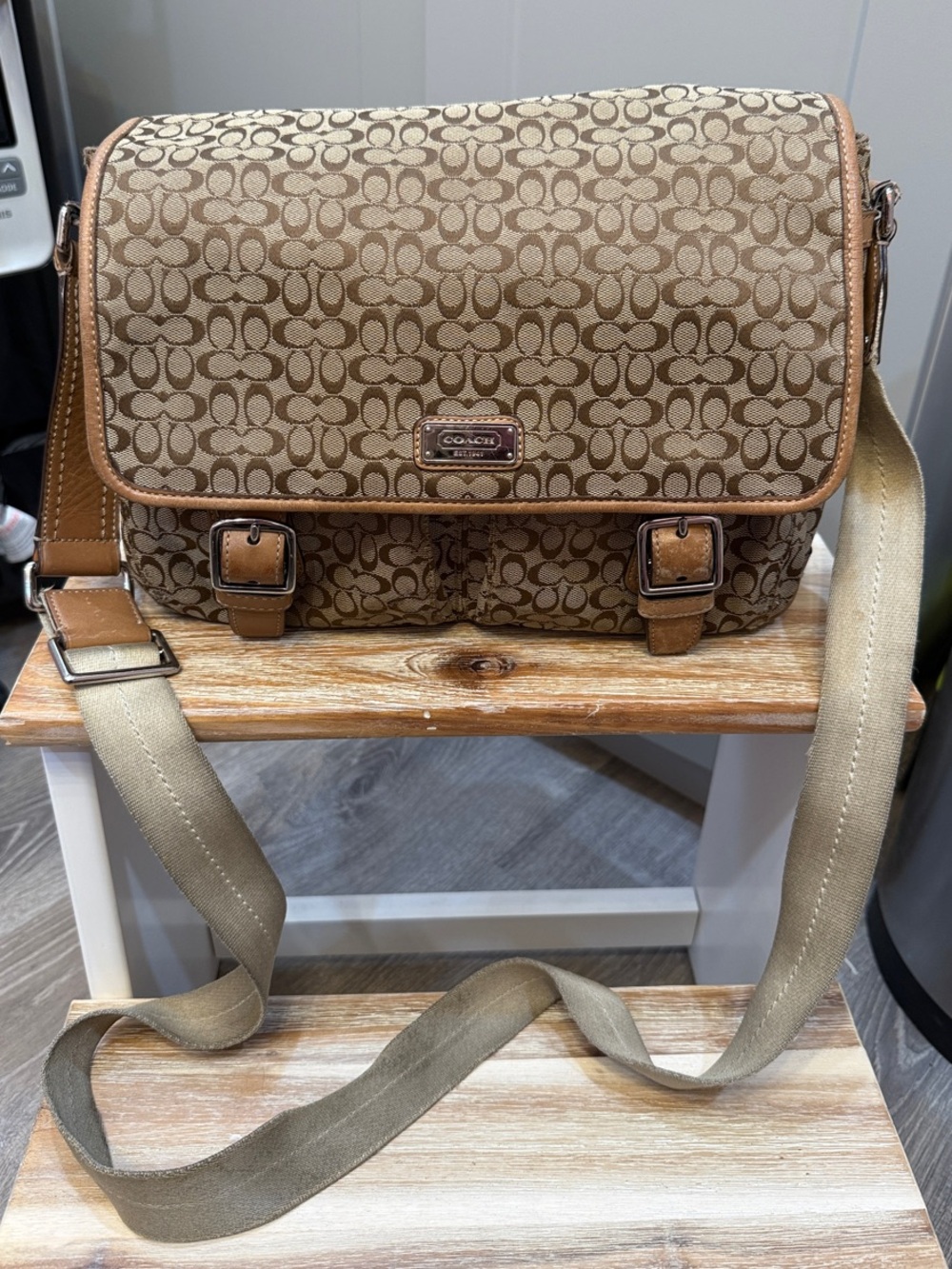 Coach Brown Signature Crossbody Messenger Bag